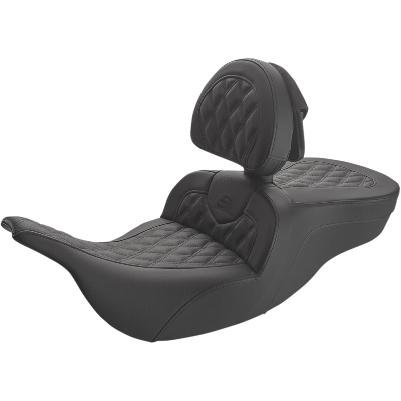 SADDLEMEN Roadsofa* Lattice Stitched Seat – w/ Driver Backrest – Black 897-07-182BR