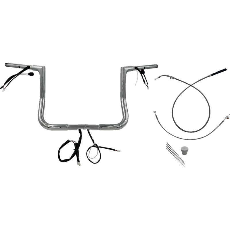 FAT BAGGERS INC. 1-1/4 EZ Install Flat Top Handlebar – 12 – Chrome 749012