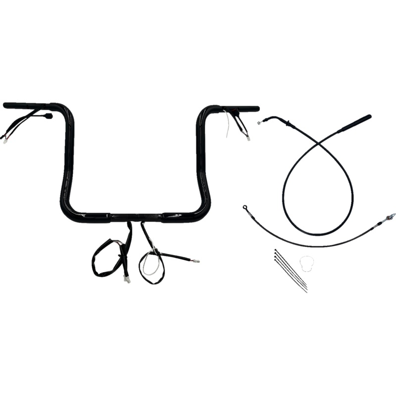 FAT BAGGERS INC. 1-1/4 EZ Install Round Top Handlebar – 14 – Black 939014-B