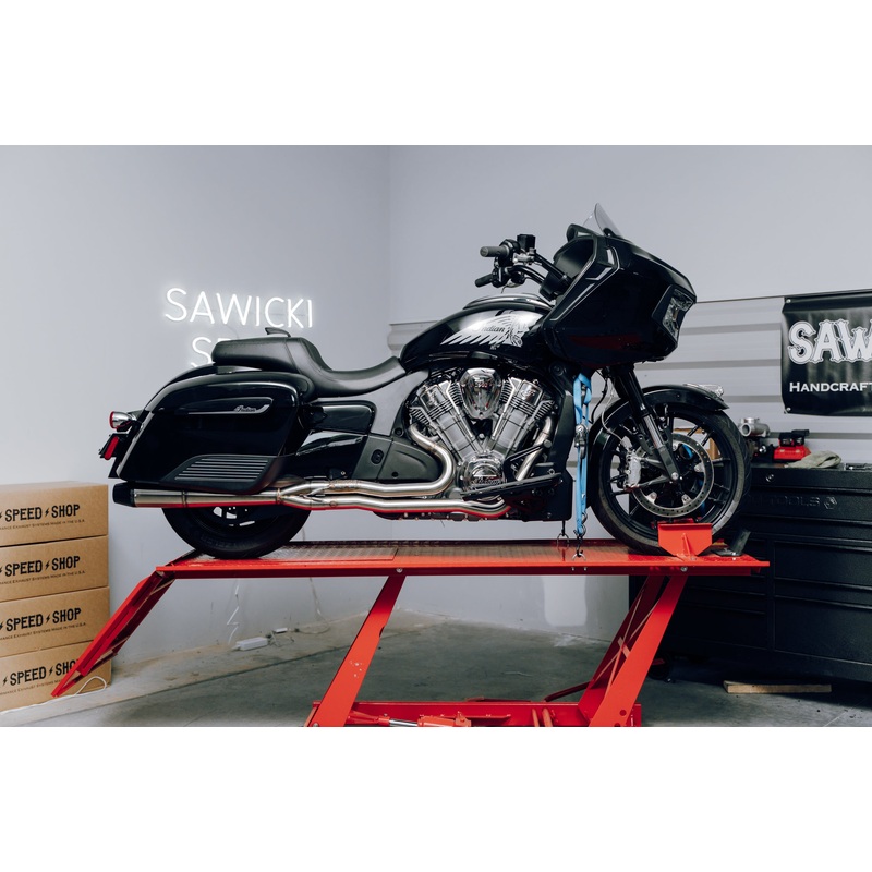 Indian Challenger Full Length Brushed Ss W/ Blk End Cap