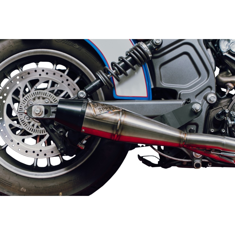 Indian Scout Full Length Brushed Ss W/ Blk End Cap
