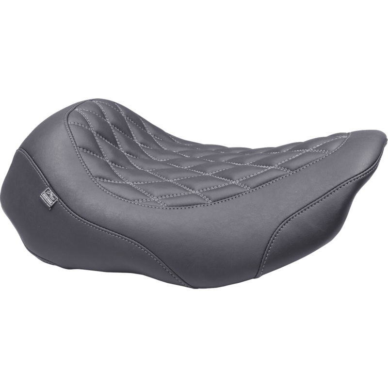MUSTANG Wide Tripper* Seat – Solo – Gun Metal Stitching – FLT/FLH ’23-’25 88503GM
