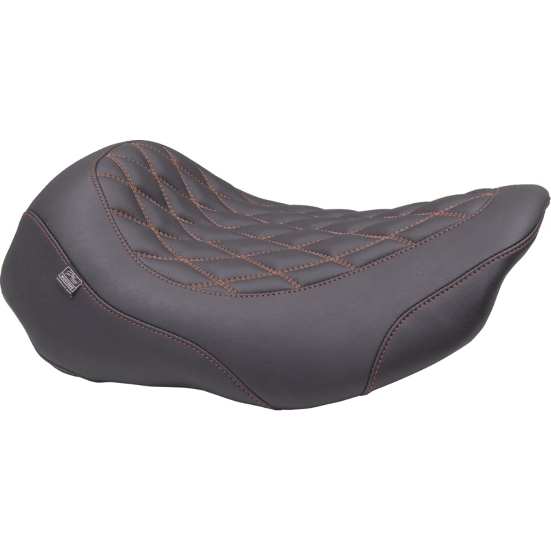 MUSTANG Wide Tripper* Seat – Solo – Mandarin Orange Stitching – FLT/FLH ’23-’25 88503MO