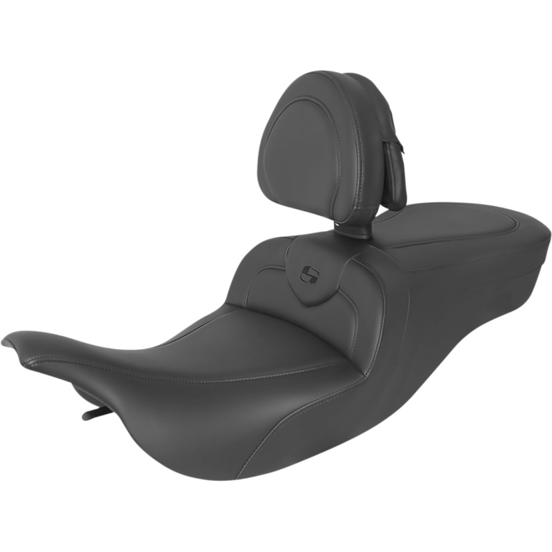 SADDLEMEN RoadSofa* Seat – With Backrest – Black W/Black Stitching 897-07-187BR