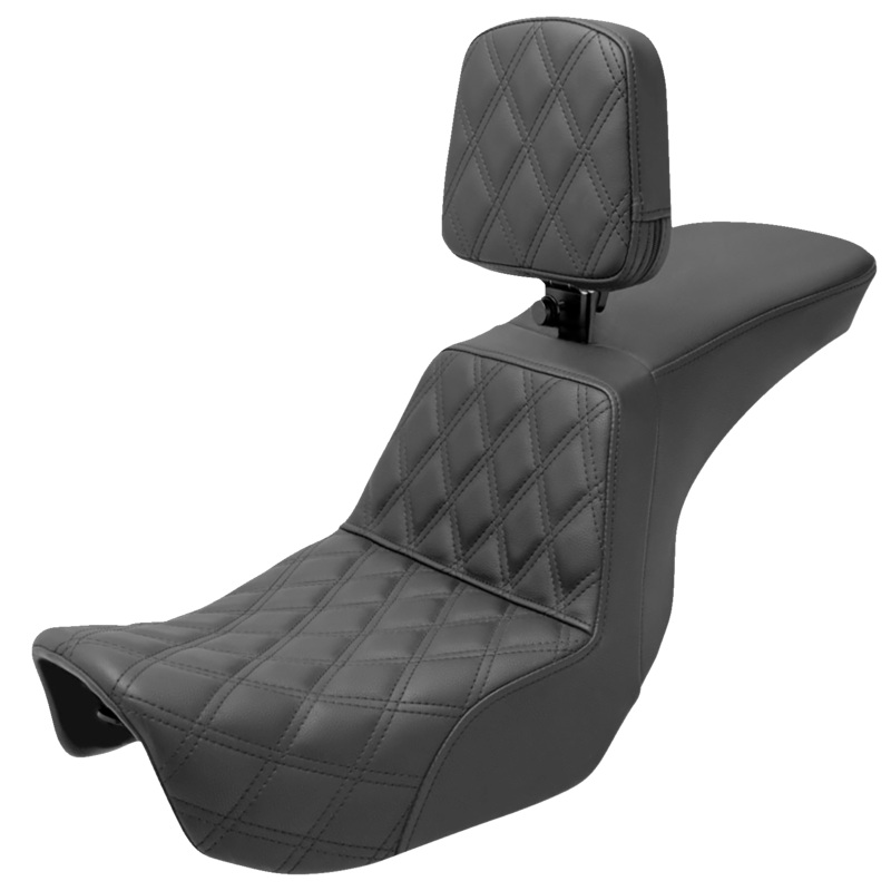 SADDLEMEN Tour Step Up Seat – Rider Backrest – Front Lattice Stitch – Dyna ’06-’17 806-04-192BR