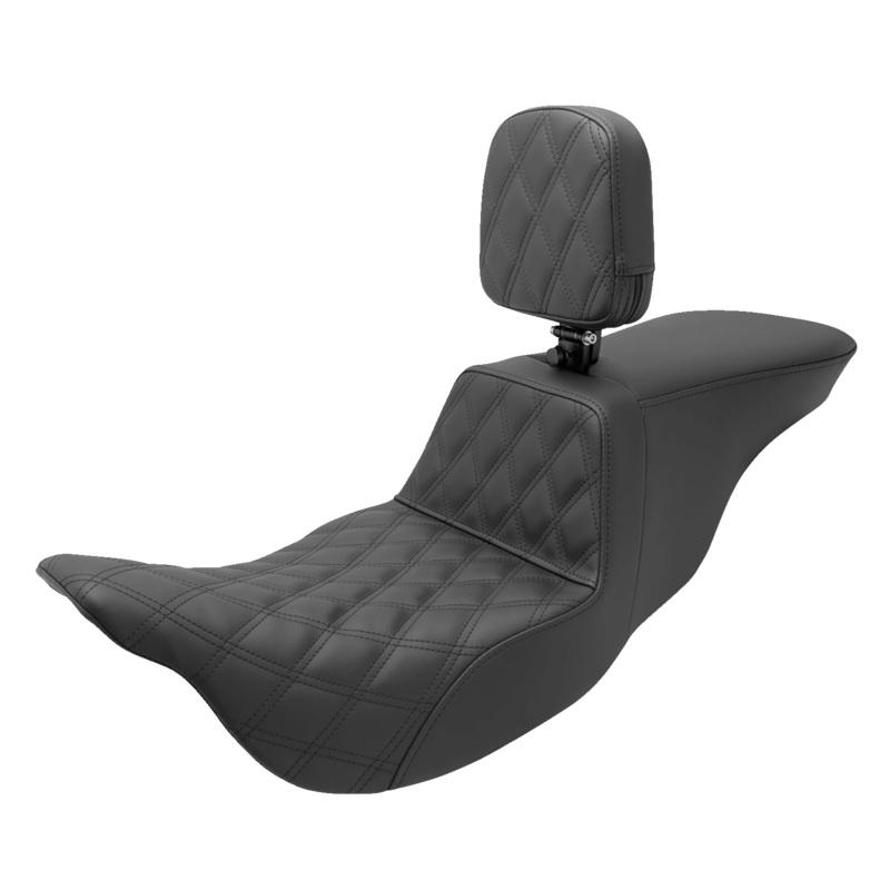 SADDLEMEN Tour Step Up Seat – Rider Backrest – Rider Lattice Stitch  – FL ’08-’22 808-07B-192BR