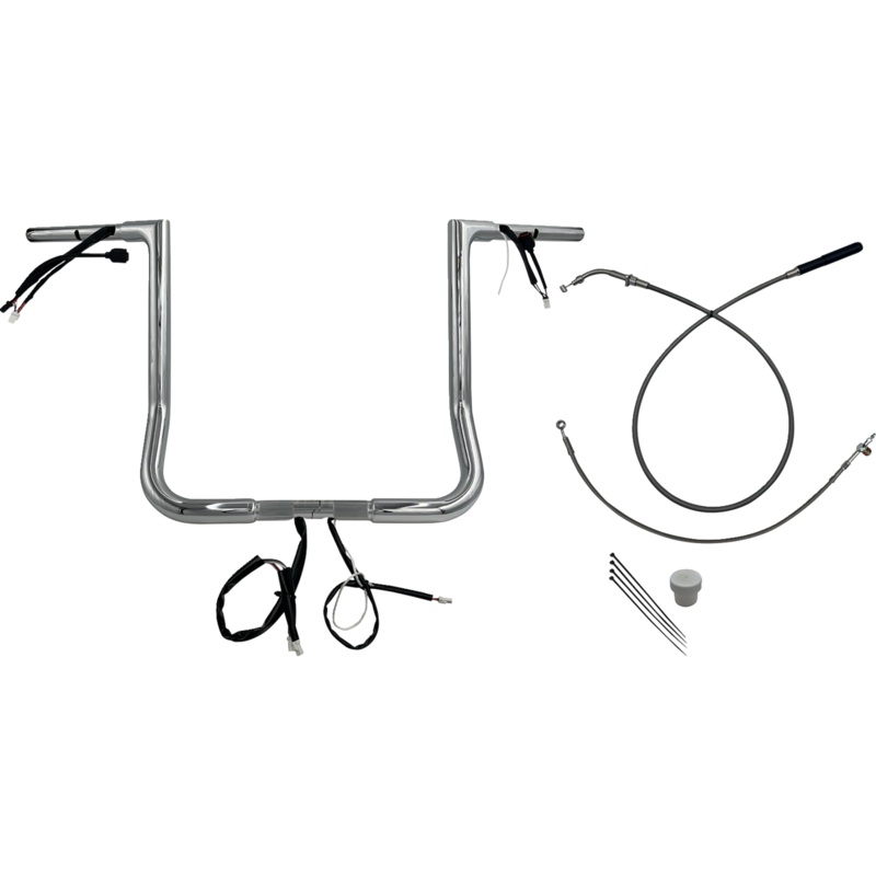 FAT BAGGERS INC. EZ Install Wired Handlebar Kit – 1-1/4 – Flat Top – 16 – Chrome 749016