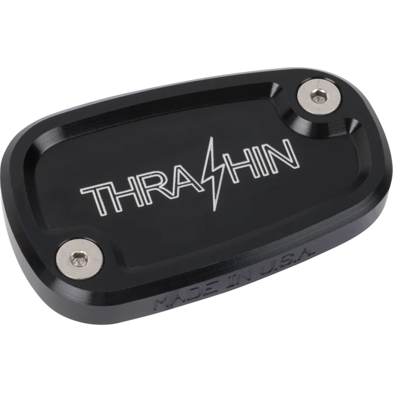 THRASHIN SUPPLY CO. Brake Reservoir Cap – Rear – Black – Twice Cut – ’18+ Softail TSC-3177-4