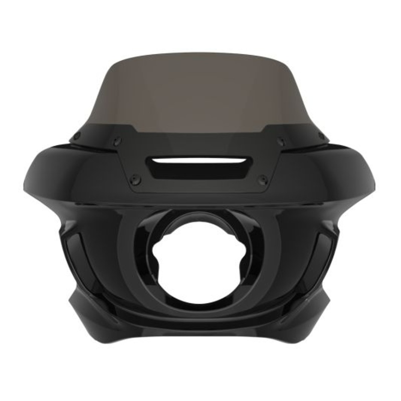 ADVANBLACK VIVID BLACK ST STYLE FRONT FAIRING STREET BOB SMOKED SHIELD ALL BRACKETS