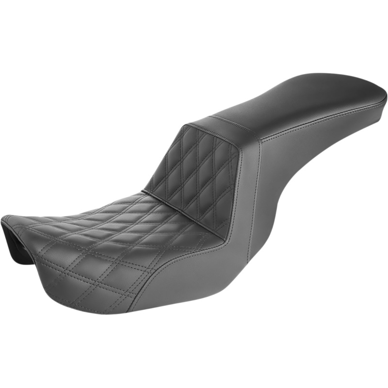 SADDLEMEN Step-Up Seat – Front Lattice Stitch – Black – Dyna 806-04-192