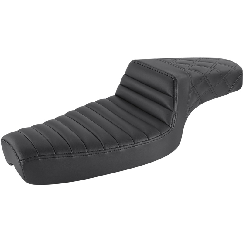 SADDLEMEN Step-Up Seat – Front Tuck-n-Roll/Rear Lattice Stitch – Black 879-03-176