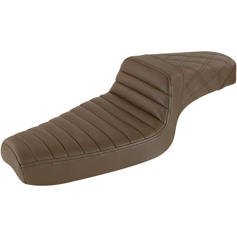 SADDLEMEN Step-Up Seat – Front Tuck-n-Roll/Rear Lattice Stitch – Brown 879-03-176BR