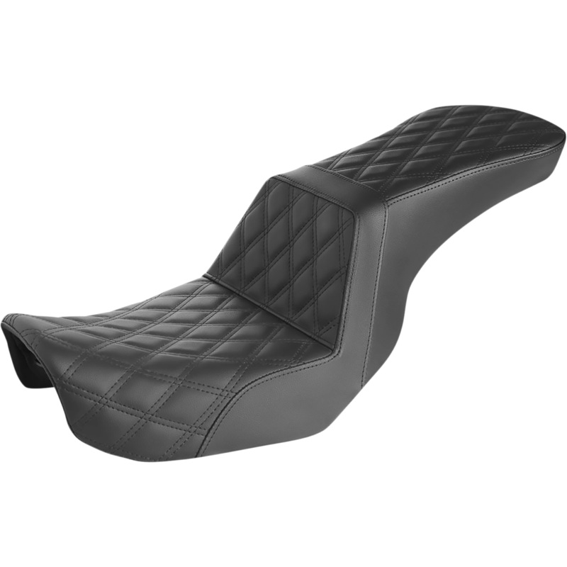 SADDLEMEN Step-Up Seat – Full Lattice Stitch – Black – Dyna 806-04-195