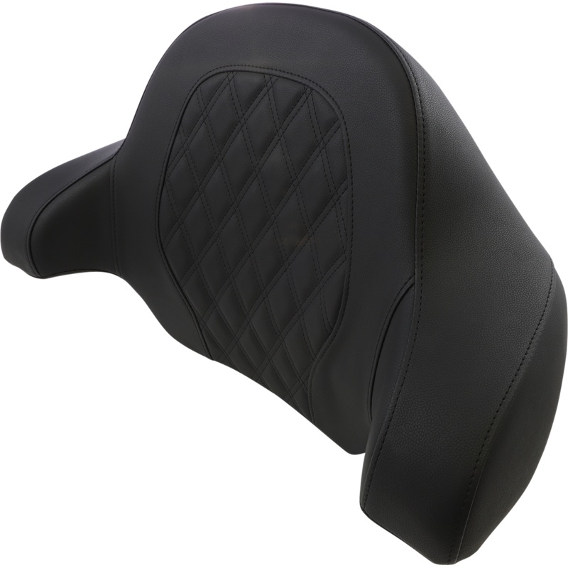 SADDLEMEN Tour-Pak Backrest Pad – Step-Up – Lattice Stitch – Drak Gray Stitch