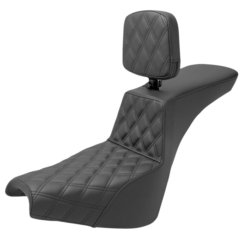 SADDLEMEN Tour Step-Up Seat – Rider Backrest – Front Lattice Stitch – FXBB/FXST ’18-’23 818-30-192BR