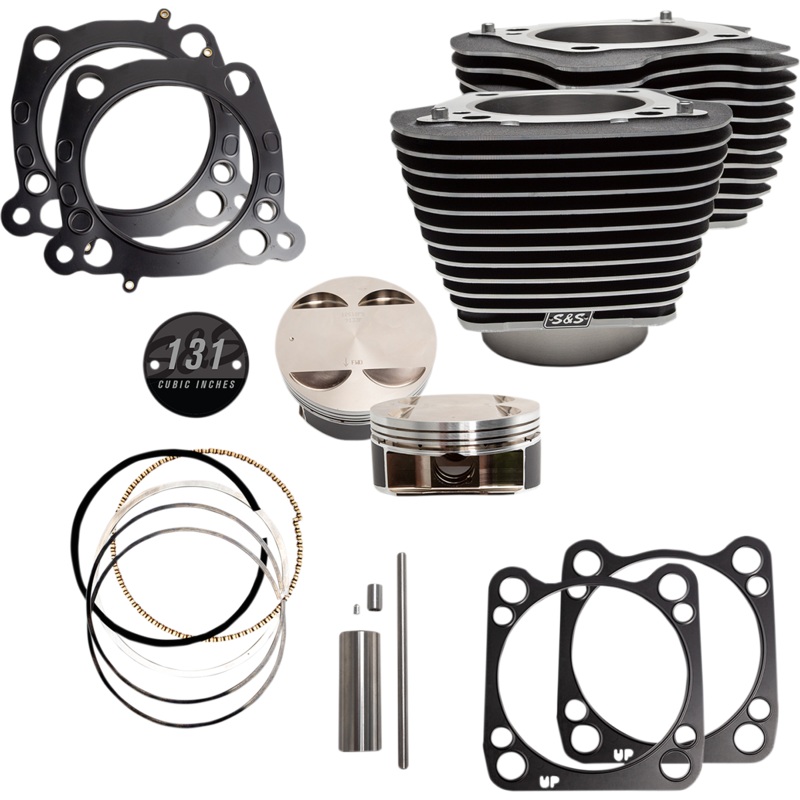 S&S CYCLE Cylinder & Piston Kit – 131 – Wrinkle Black with Highlighted Fins – M8 910-0762