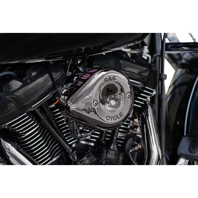 S&S CYCLE Stealth Mini Teardrop Air Cleaner – M8 – Lava Chrome 170-0782