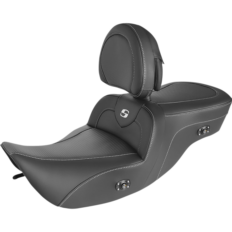 SADDLEMEN Heated Roadsofa* Seat – Carbon Fiber – W/Backrest 897-06-185BRHC