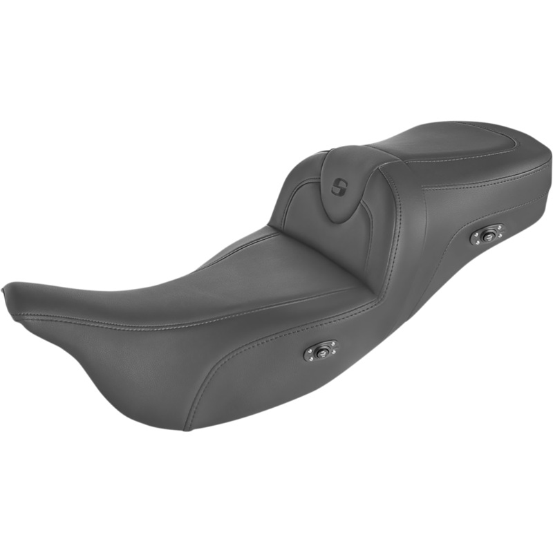 SADDLEMEN Heated RoadSofa* Seat – Without Backrest – Black w/Black Stitching – Trikes 808-07B-187THCT