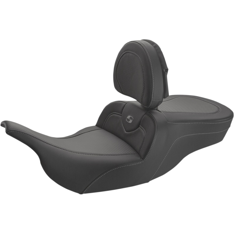 SADDLEMEN Roadsofa* Carbon Fiber Seat – With Driver Backrest – Black 897-07-185BR