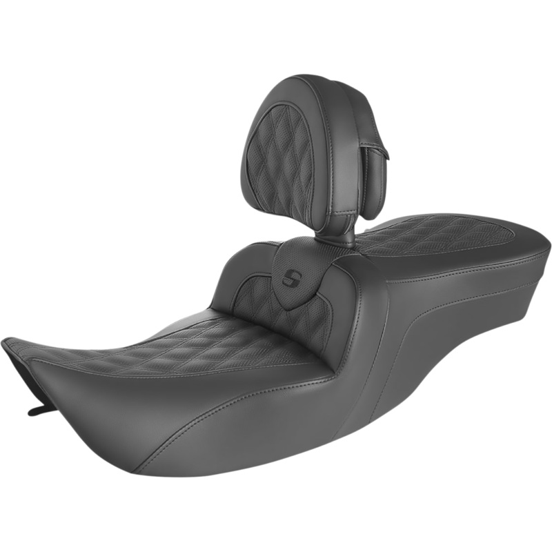 SADDLEMEN Roadsofa* Seat – Full Lattice Stitch – with Backrest – FLH ’97-’07 897-06-182BR