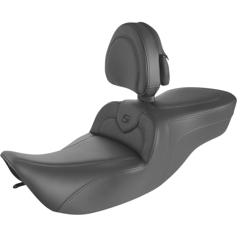 SADDLEMEN RoadSofa* Seat – With Backrest – Black W/Black Stitching 897-06-187BR
