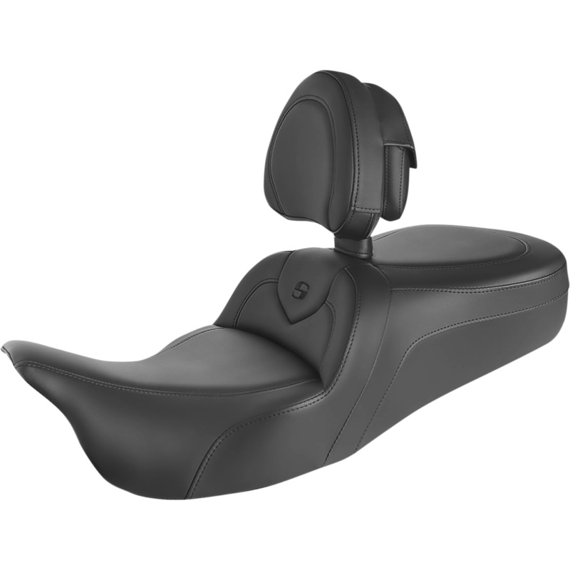 SADDLEMEN RoadSofa* Seat – With Backrest – Black w/Black Stitching – Trikes 808-07B-187TBR