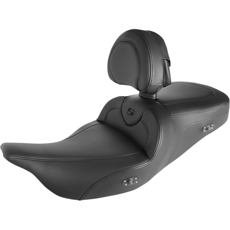 SADDLEMEN Roadsofa* Standard Reach Heated Seat – With Backrest – Black/Black Stitching 808-07B-187BRHC