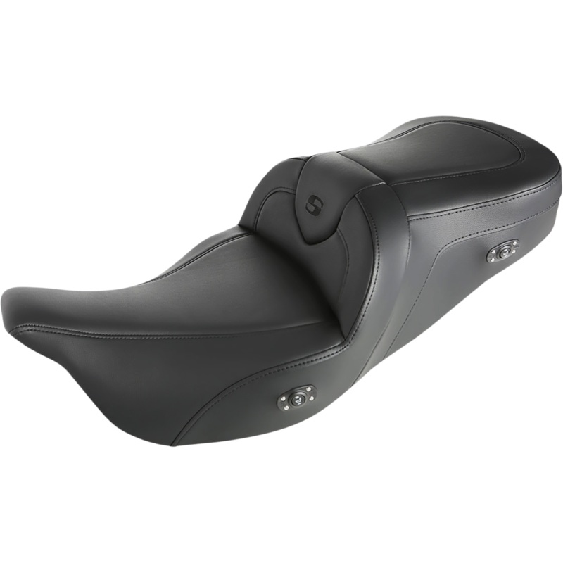 SADDLEMEN Roadsofa* Standard Reach Heated Seat – Without Backrest – Black/Black Stitching 808-07B-187HCT