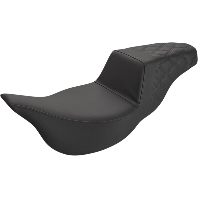 SADDLEMEN Step-Up Seat – Extended Reach – Rear Lattice Stitch – Black – FL ’08-’23 808-07B-173E