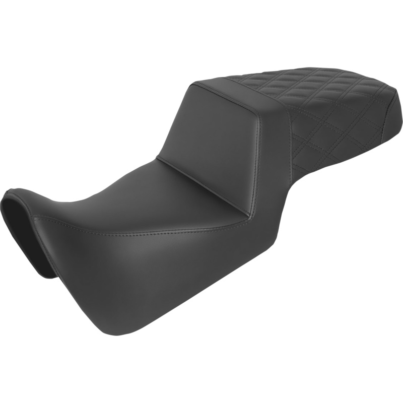 SADDLEMEN Step-Up Seat – Front Smooth/Rear Lattice Stitch – Black 821-34-173