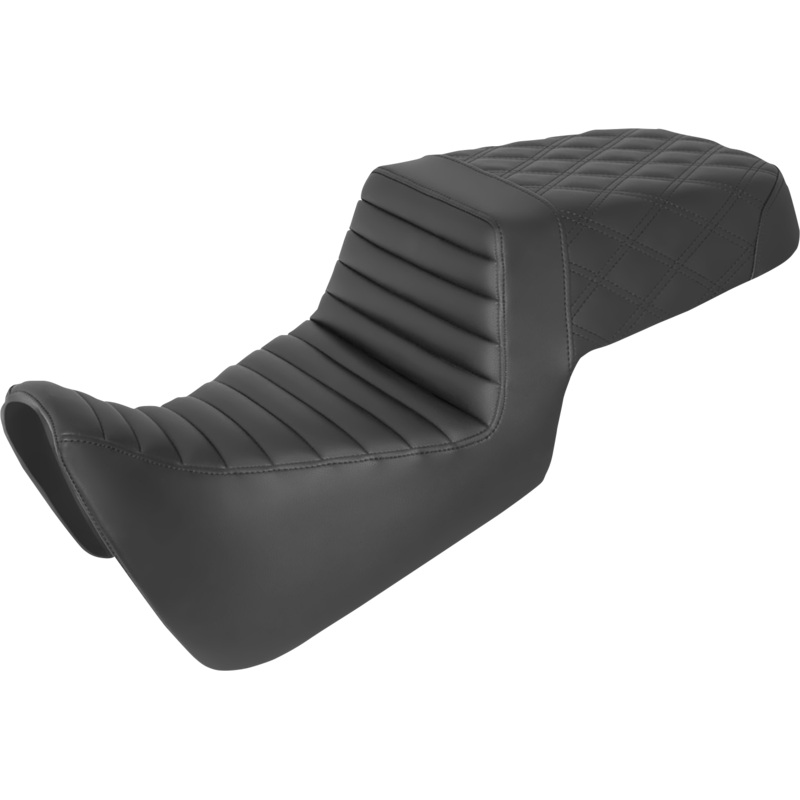 SADDLEMEN Step-Up Seat – Front Tuck-n-Roll/Rear Lattice Stitch – Black 821-34-176