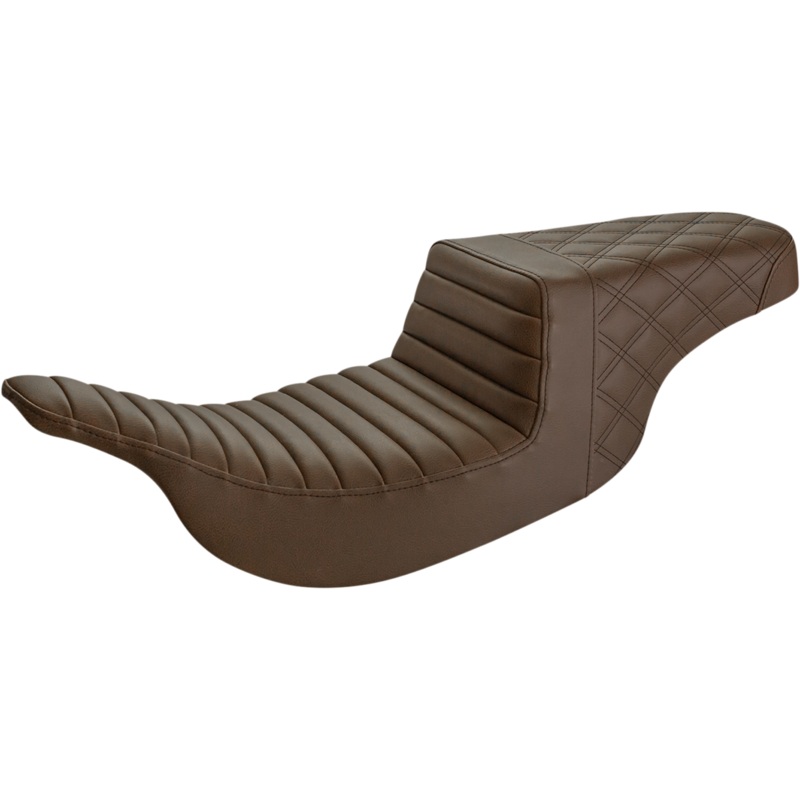 SADDLEMEN Step-Up Seat – Front Tuck-n-Roll/Rear Lattice Stitch – Brown 897-07-176BR