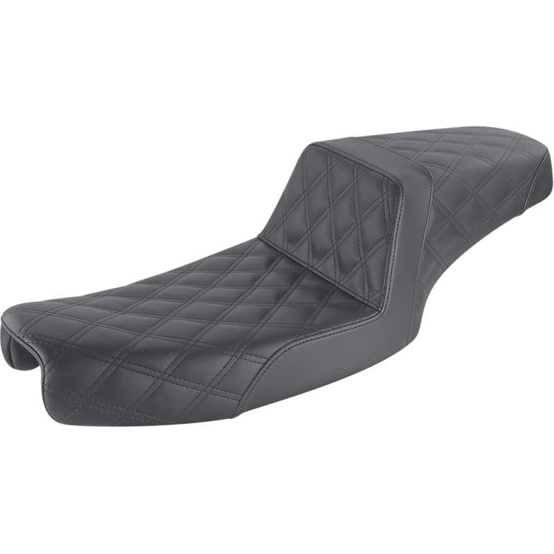SADDLEMEN Step-Up Seat – Full Lattice Stitch – Black – Dyna 891-04-175