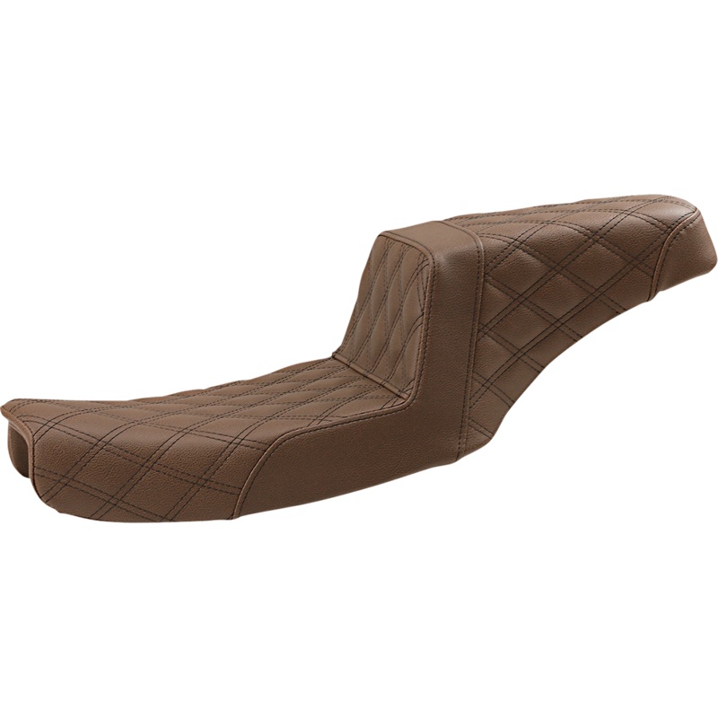 SADDLEMEN Step-Up Seat – Full Lattice Stitch – Brown – Dyna 891-04-175BR