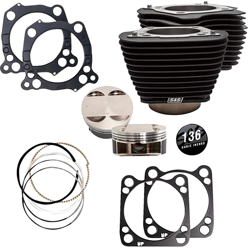 S&S CYCLE 136 Big Bore Cylinder Kit – Black – M8 910-0849