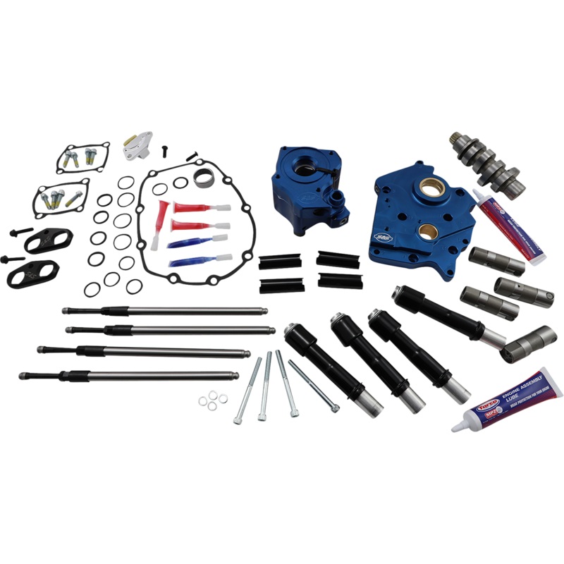 S&S CYCLE Cam Chest Kit with Plate M8 – Chain Drive – Water Cooled – 465 Cam – Black Pushrods 310-1007B