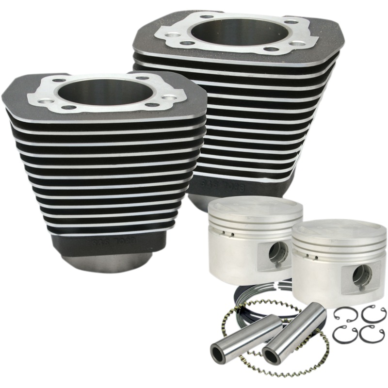 S&S CYCLE Cylinder & Piston Kit – 80 – Evolution Big Twin – Wrinkle Black 910-0182