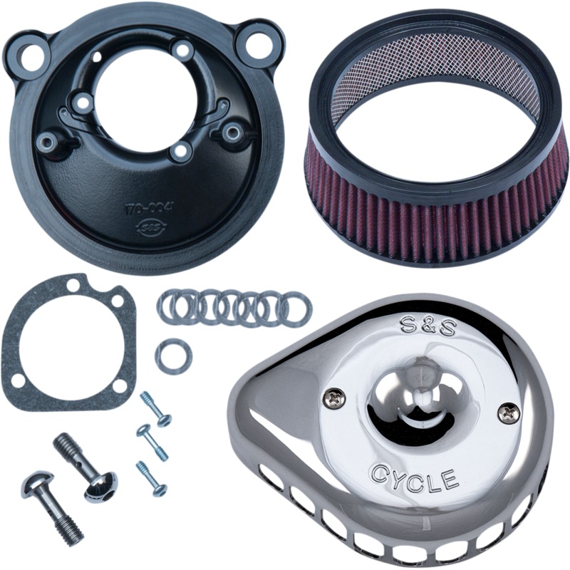 S&S CYCLE Mini Teardrop Stealth Air Cleaner Kit – Chrome 170-0439C