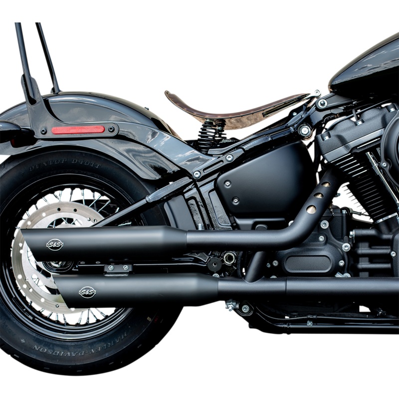 S&S CYCLE Slash Cut Mufflers – 50 State – Black 550-0752B