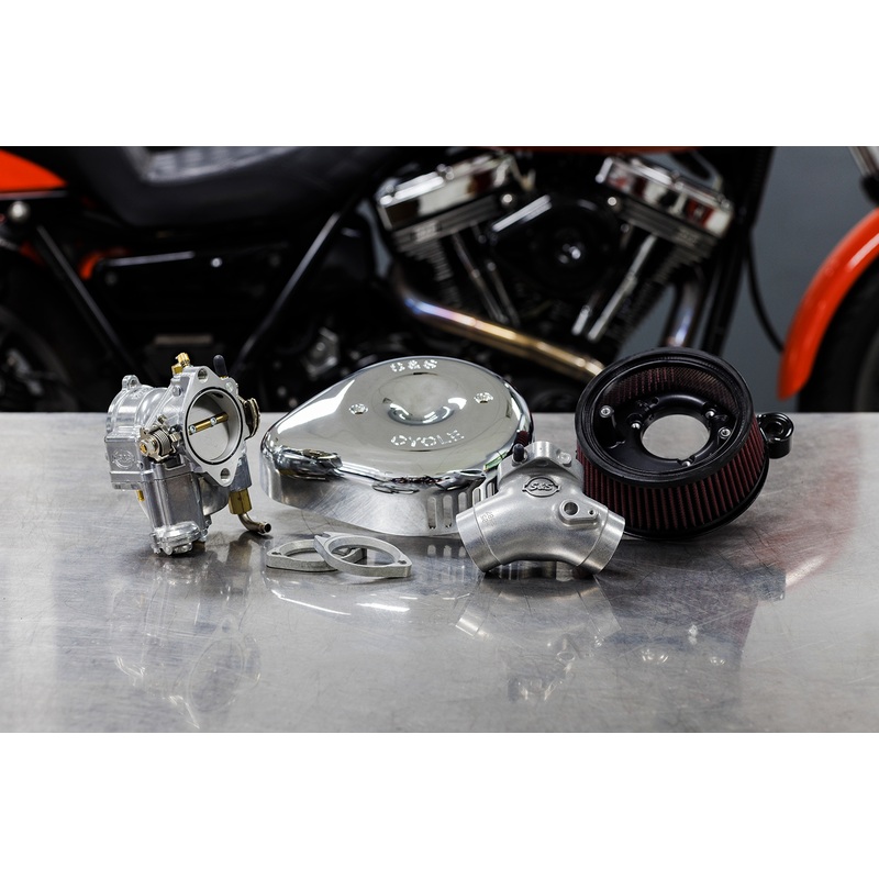 S&S CYCLE Super G Carburetor with Stealth Air Cleaner Kit – Chrome – Evolution Big Twin 110-0147