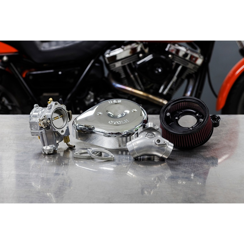 S&S CYCLE Super G Carburetor with Stealth Air Cleaner Kit – Chrome – Twin Cam 110-0152