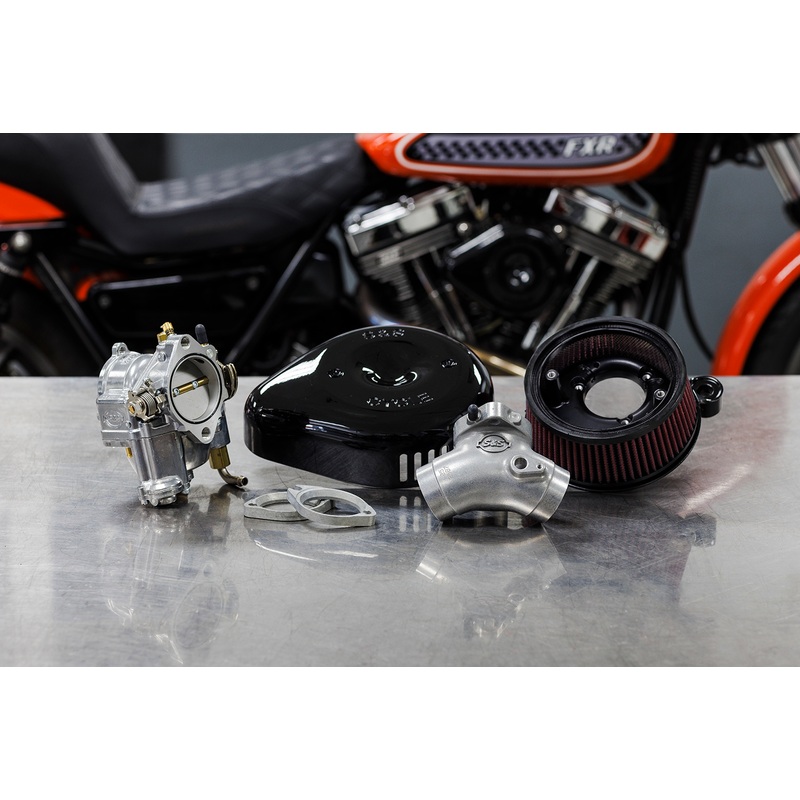 S&S CYCLE Super G Carburetor with Stealth Air Cleaner Kit – Gloss Black – Evolution Big Twin 110-0148