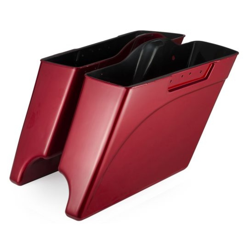 Advanblack STRETCHED SADDLEBAGS BOTTOMS FOR ’93-’13 HARLEY DAVIDSON TOURING – Ember Red Sunglo -Dual Cutout