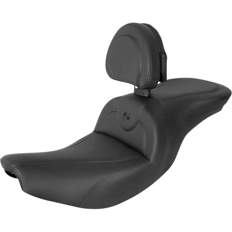 SADDLEMEN RoadSofa* Seat – with Backrest – Black w/ Black Stitching – Indian ’14-’23 I14-07-187BR