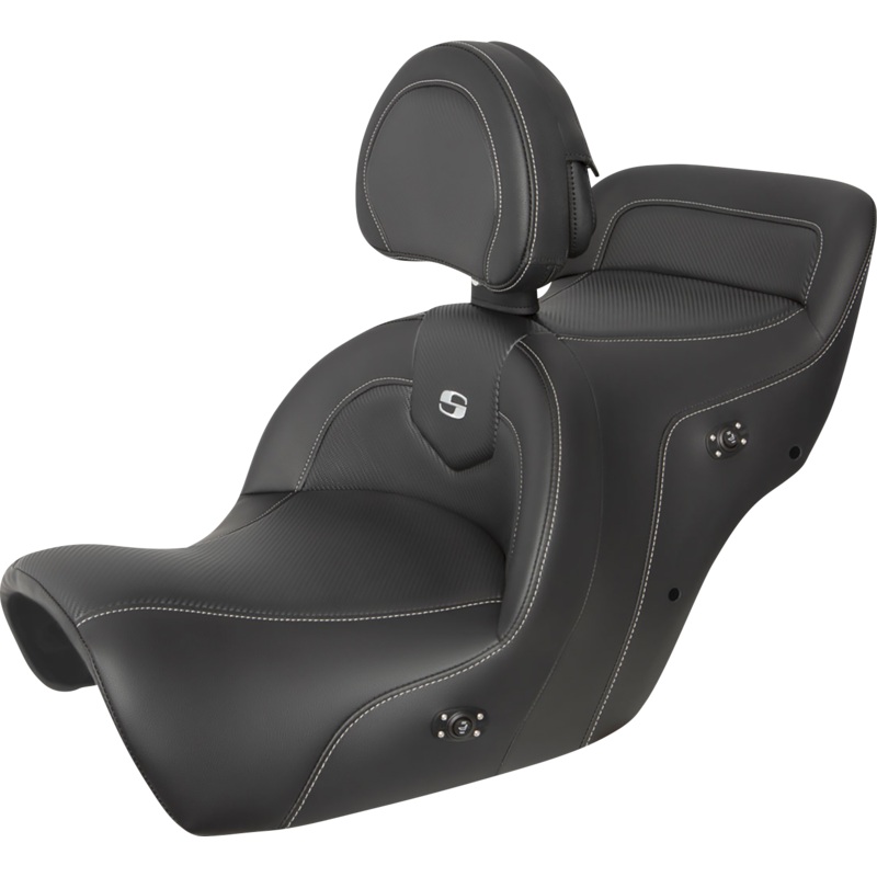 SADDLEMEN Heated Roadsofa* Seat – Carbon Fiber – Includes Backrest – Black H88-07-185BRHCT