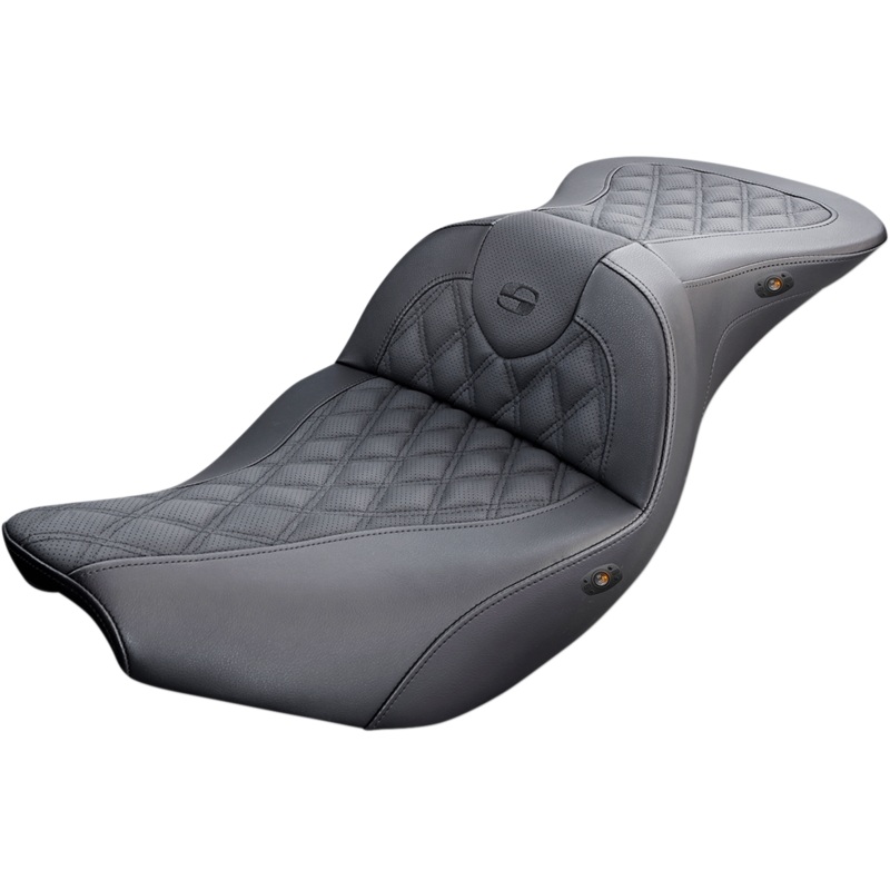 SADDLEMEN Roadsofa* Seat – Full Lattice Stitch – Heated – Black – Indian I14-07-182HCT