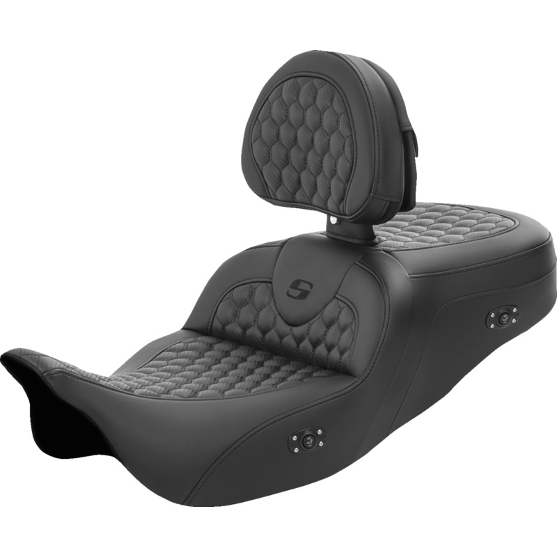 SADDLEMEN RoadSofa* Seat – Honeycomb – with Backrest – Heated – FL ’08-’23 808-07B-189BRHC