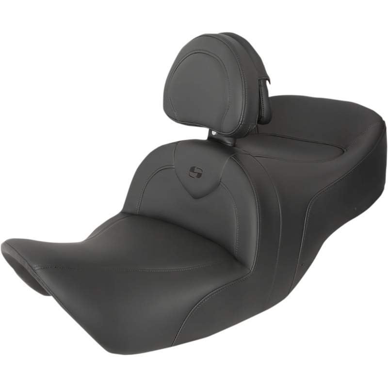 SADDLEMEN RoadSofa* Seat – with Backrest – Black w/ Black Stitching – GL1800 ’01-’10 H01-07-187BR