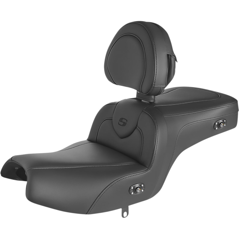 SADDLEMEN RoadSofa* Seat – with Backrest – Black w/ Black Stitching – Heated – Challenger ’20-’22 I20-06-187BRHCT